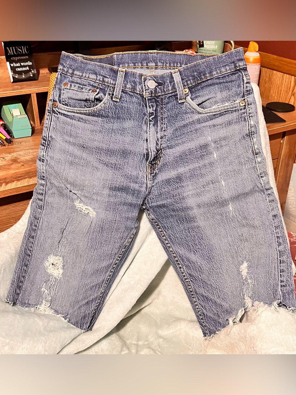 Levi's Light Blue Distressed Jeans Shorts